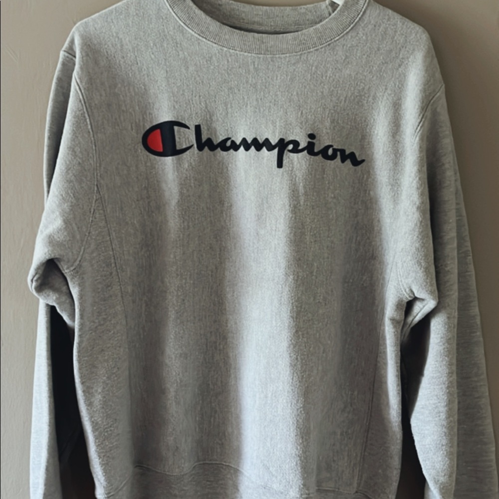 Mens grey Champion crew neck